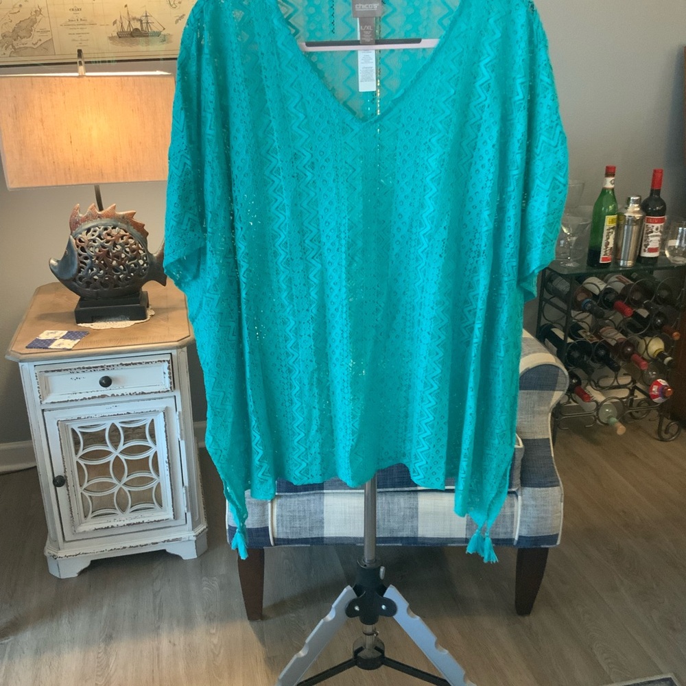 Chico's Vibrant Teal V-Neck Tunic